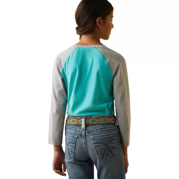 imageAriat Female Serape Logo Baseball TShirt Pool BlueHeather Grey XSmall