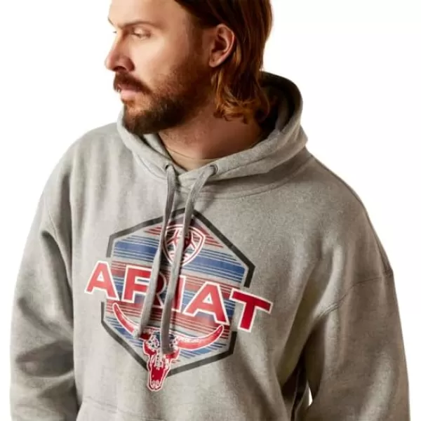 imageAriat Mens Hooded SweatshirtHex Horns Light Grey Heather