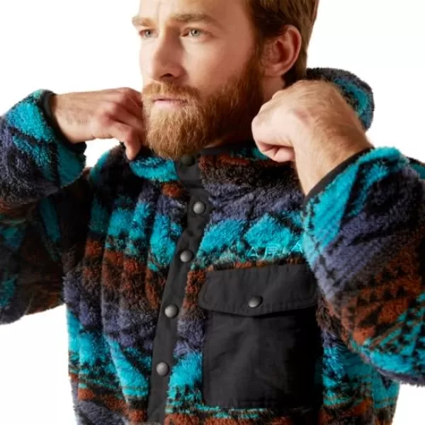 imageAriat Mens Hooded SweatshirtPolar Bear Fleece Enamel Blue Serape