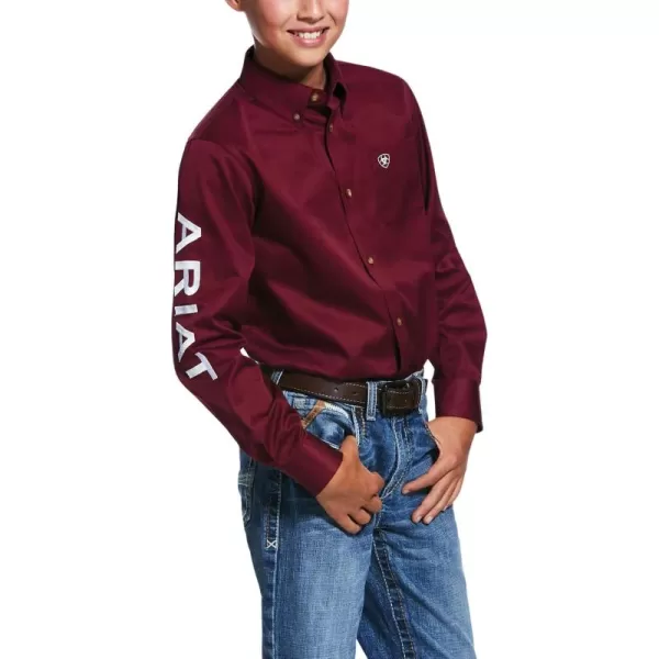 imageARIAT Boys Team Logo Twill Classic Fit ShirtBurgundyWhite