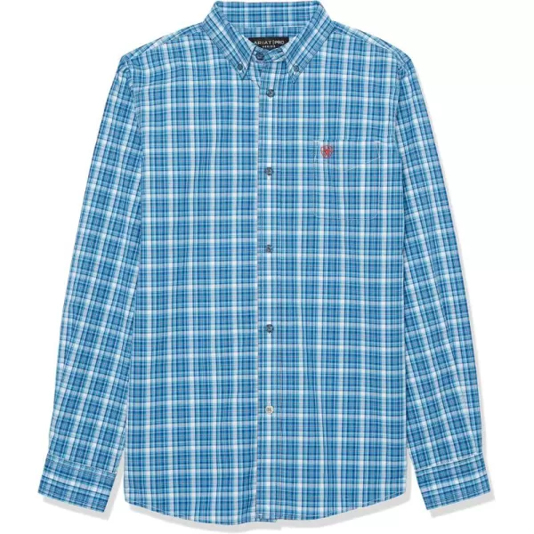 imageARIAT Light Blue Blue Plaid Pro Series Leyton Boys Classic Fit Shirt 10043712Blue
