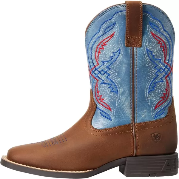 imageAriat Kids Double Kicker Western BootDistressed BrownStone Blue