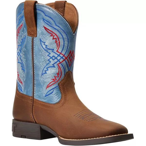 imageAriat Kids Double Kicker Western BootDistressed BrownStone Blue