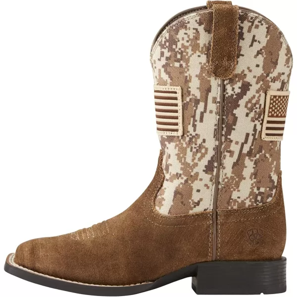 imageAriat Kids Patriot Western BootAntique Mocha Washed SuedeSand Camo Print