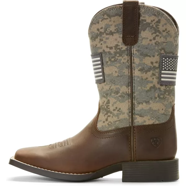 imageAriat Kids Patriot Western BootDistressed BrownSage Camo Print