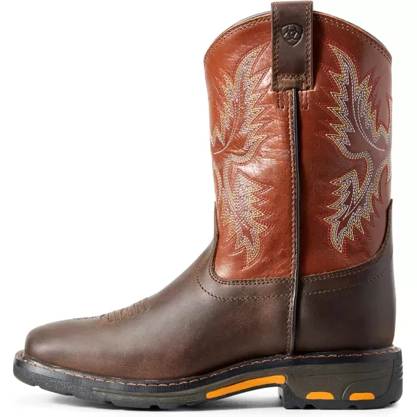 imageAriat Unisex Kids WorkHog Wide Square Toe BootDark EarthBrick