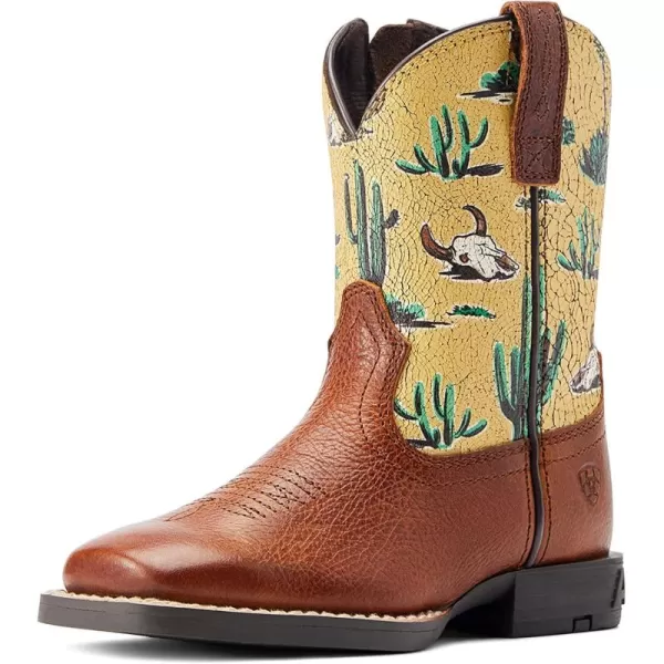imageARIAT UnisexChild Round Up Wide Square Toe Easy Fit Western BootSpiced Cider