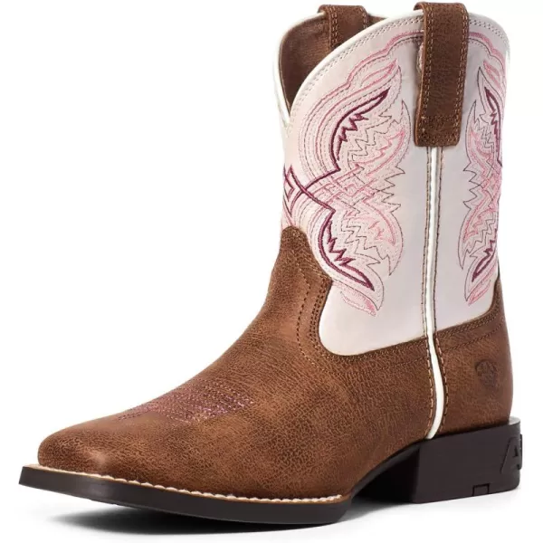 imageAriat Kids Double Kicker Western BootAdobe TanPearlized Pink