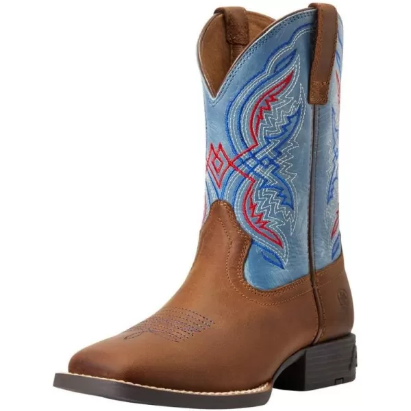 imageAriat Kids Double Kicker Western BootDistressed BrownStone Blue