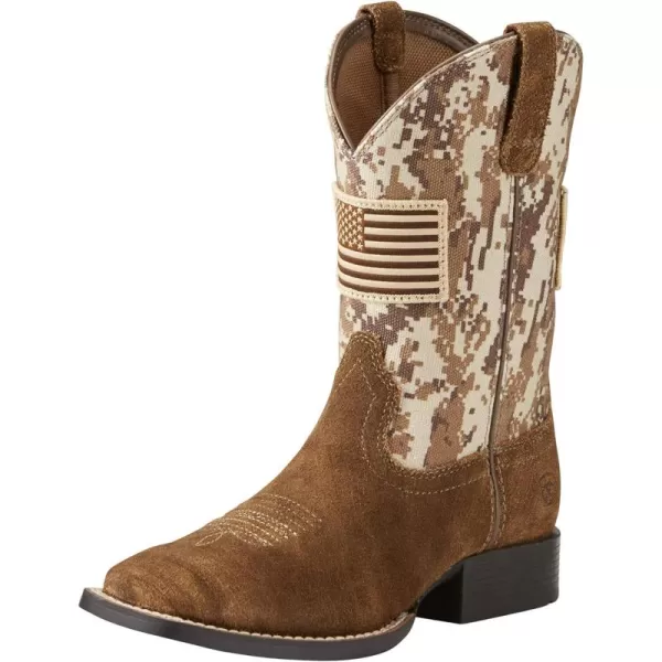 imageAriat Kids Patriot Western BootAntique Mocha Washed SuedeSand Camo Print