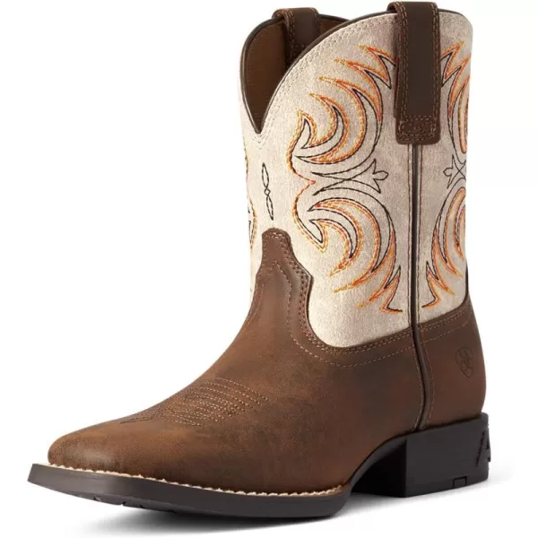 imageAriat Kids Youth Storm Western BootAntique BrownDistressed Cream