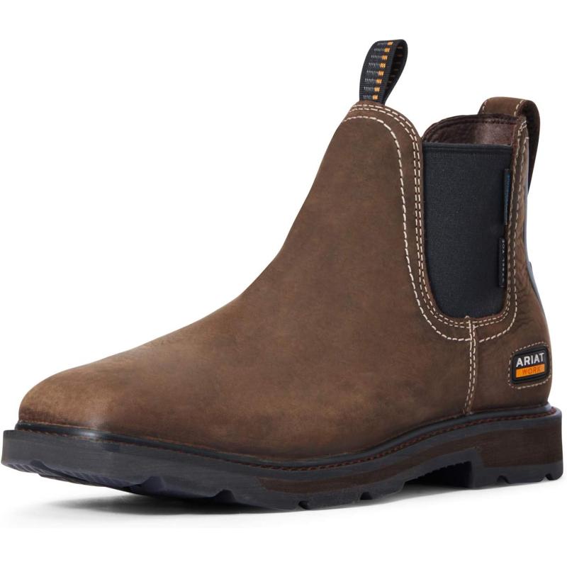 imageAriat Mens Groundbreaker Chelsea Wide Square Toe Waterproof Steel Toe Work BootDark Brown