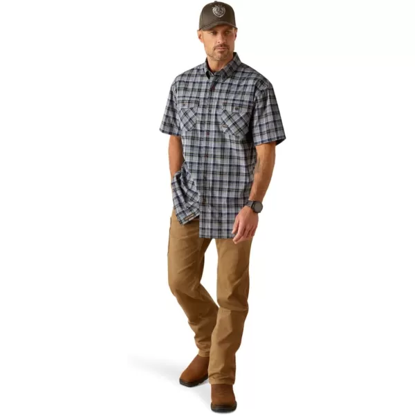 imageARIAT Mens Rebar Made Tough Venttek Durastretch Work ShirtBlue Indigo Heather