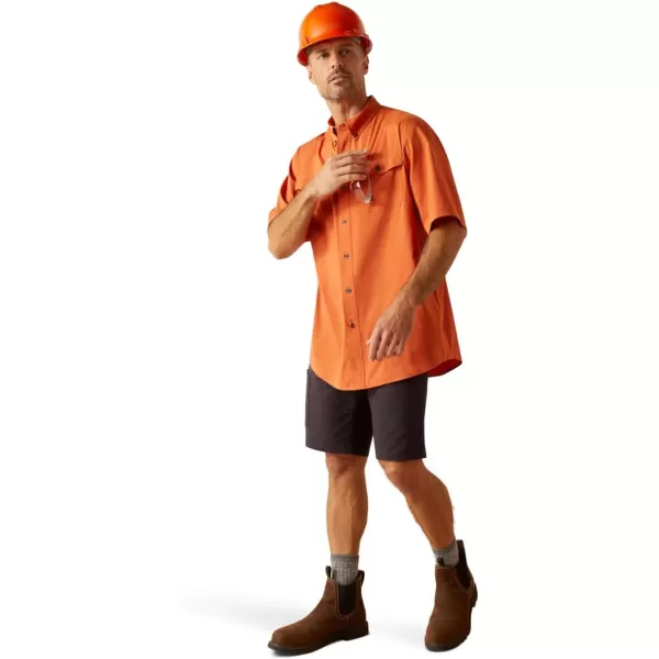 imageARIAT Mens Rebar Made Tough Venttek Durastretch Work ShirtOrange Rust Heather