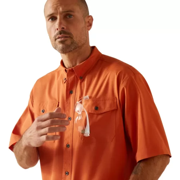 imageARIAT Mens Rebar Made Tough Venttek Durastretch Work ShirtOrange Rust Heather
