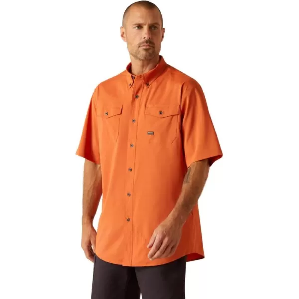 imageARIAT Mens Rebar Made Tough Venttek Durastretch Work ShirtOrange Rust Heather