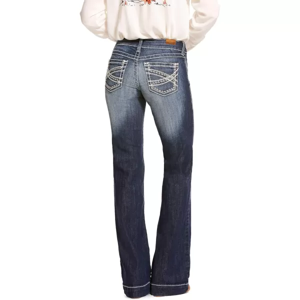 imageARIAT Womens Trouser Mid Rise Stretch Entwined Wide Leg JeanMarine