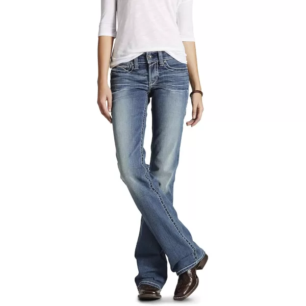 imageAriat Womens REAL Mid Rise Stretch Whipstitch Boot Cut JeanGlacier