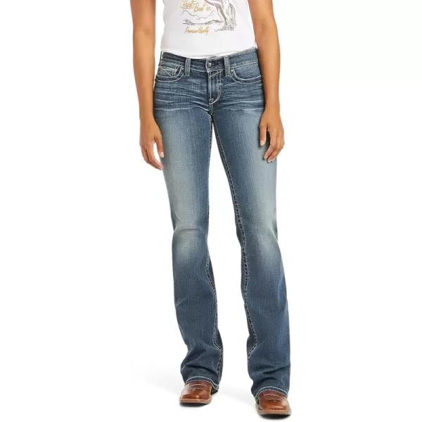 imageAriat Womens REAL Mid Rise Stretch Whipstitch Boot Cut JeanMarine