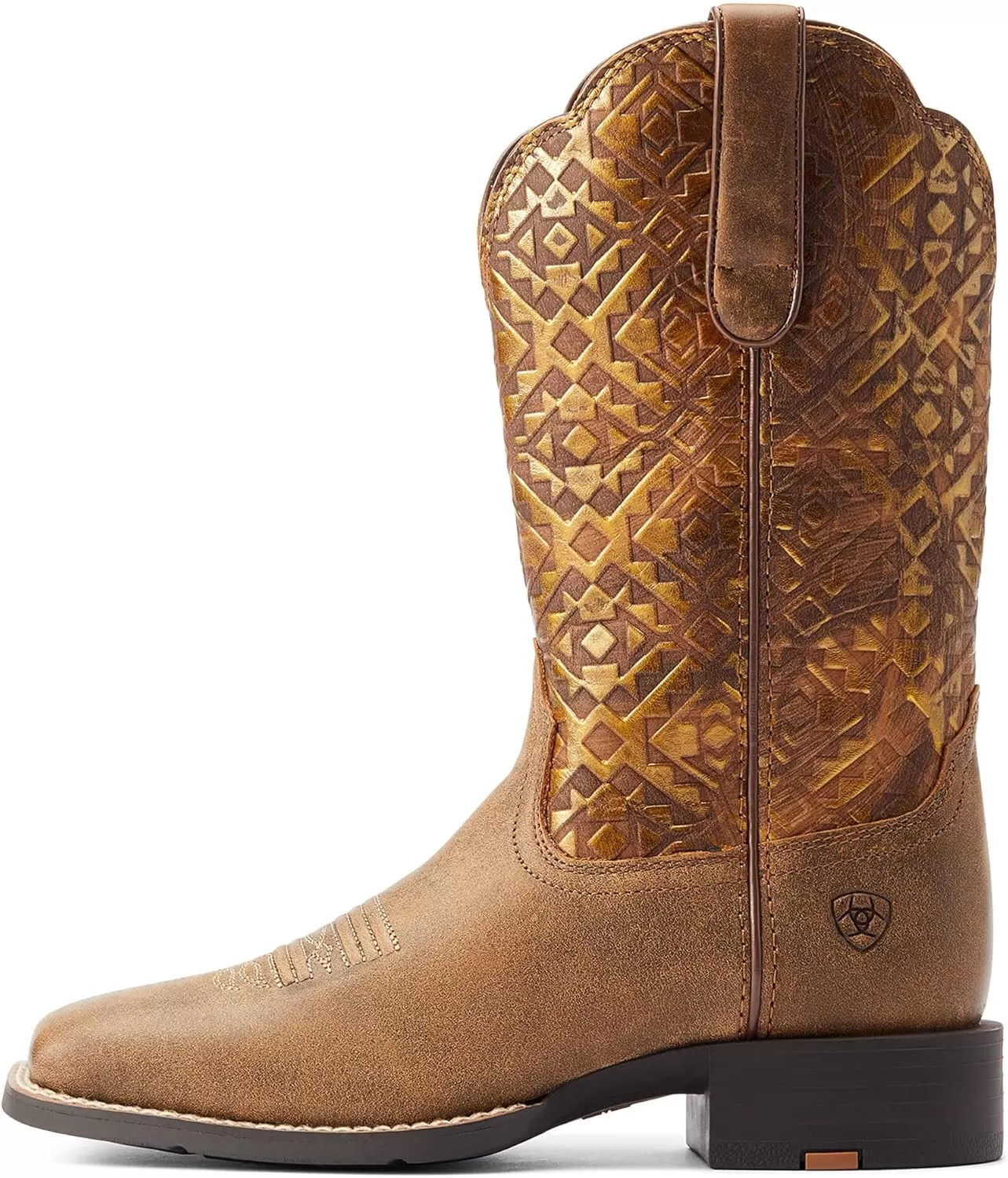 imageAriat Womens Round Up Wide Square Toe Western BootBare Brown
