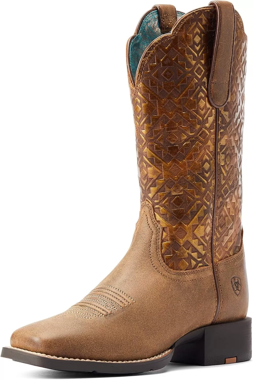 imageAriat Womens Round Up Wide Square Toe Western BootBare Brown