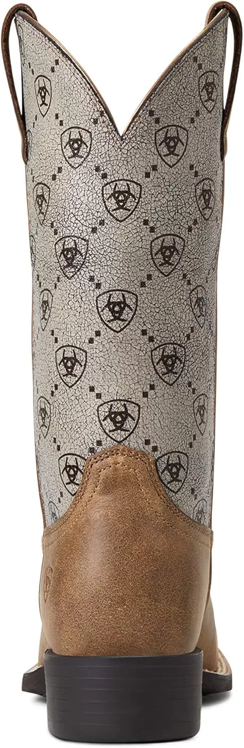 imageAriat Womens Round Up Wide Square Toe Western BootBrown BomberAriat Logo