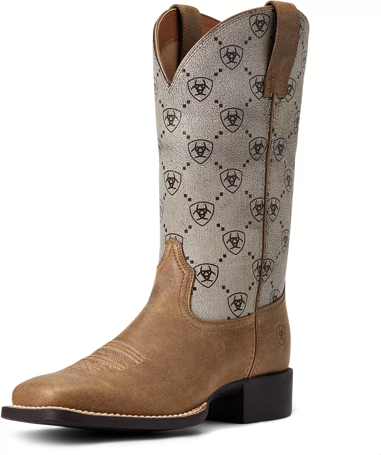 imageAriat Womens Round Up Wide Square Toe Western BootBrown BomberAriat Logo