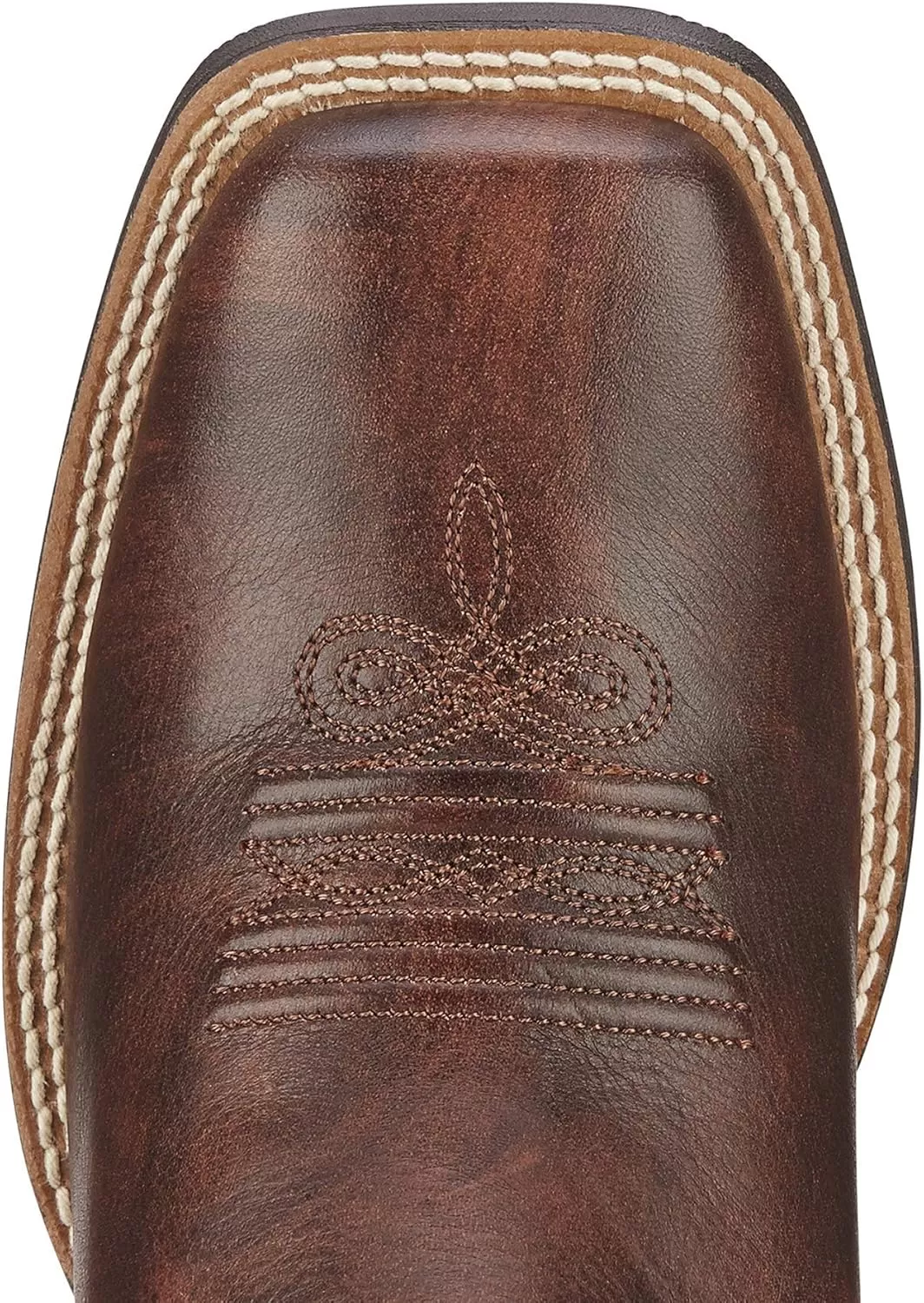 imageAriat Womens Round Up Wide Square Toe Western BootBrown PatinaBrick Red