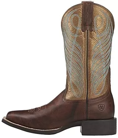 imageAriat Womens Round Up Wide Square Toe Western BootYukon Brown