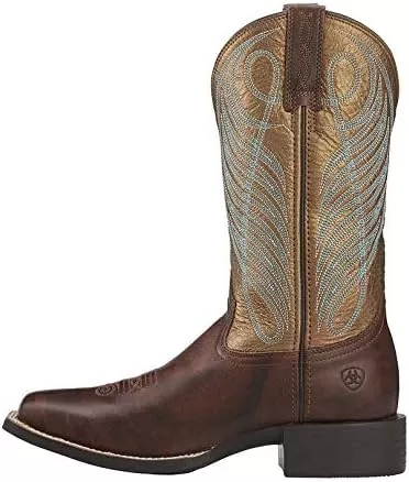 imageAriat Womens Round Up Wide Square Toe Western BootYukon BrownBronze