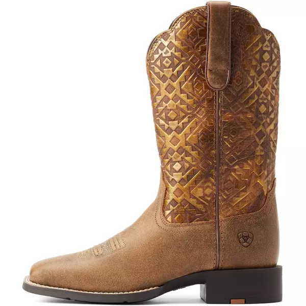 imageAriat Womens Round Up Wide Square Toe Western BootBare Brown