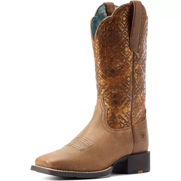 imageAriat Womens Round Up Wide Square Toe Western BootBare Brown