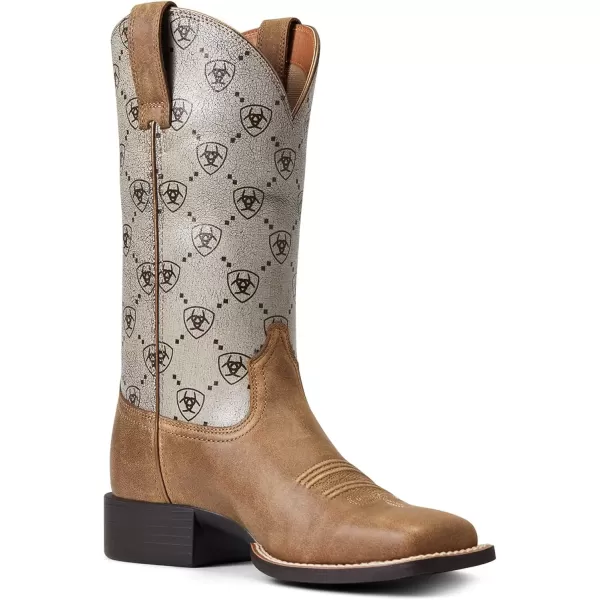imageAriat Womens Round Up Wide Square Toe Western BootBrown BomberAriat Logo