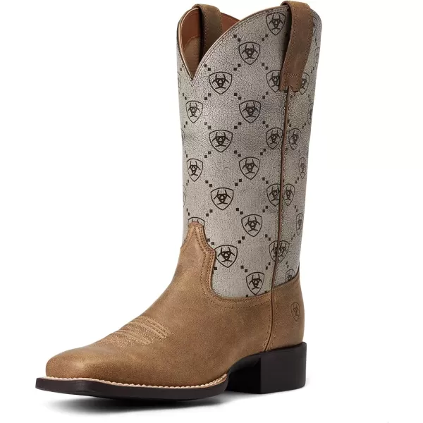 imageAriat Womens Round Up Wide Square Toe Western BootBrown BomberAriat Logo