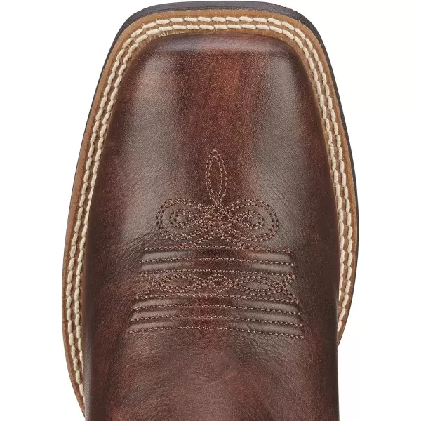 imageAriat Womens Round Up Wide Square Toe Western BootBrown PatinaBrick Red