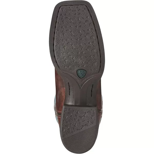 imageAriat Womens Round Up Wide Square Toe Western BootBrown PatinaBrick Red