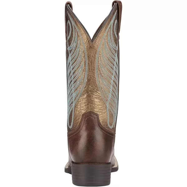 imageAriat Womens Round Up Wide Square Toe Western BootBrown PatinaBrick Red