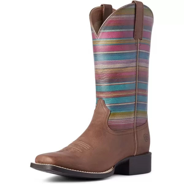 imageAriat Womens Round Up Wide Square Toe Western BootDark Buffalo Brown