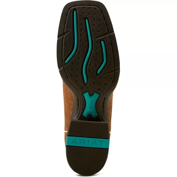imageAriat Womens Round Up Wide Square Toe Western BootFlock O FlamingosEmbossed Chestnut