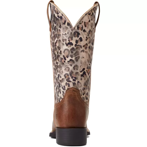 imageAriat Womens Round Up Wide Square Toe Western BootPearl BrownMetallic Leopard