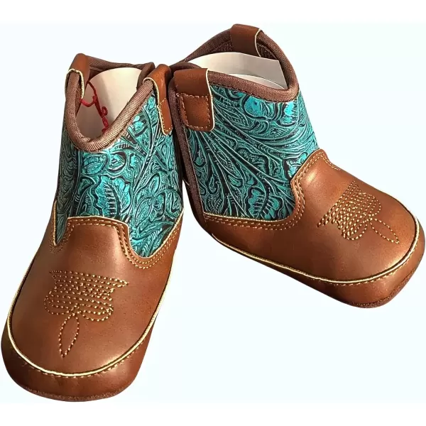 imageARIAT Lil Stompers Infant Western BootsRound Up TurquoiseBrown