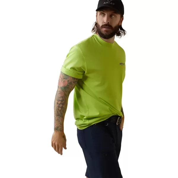 imageARIAT Mens Rebar Cotton Strong Logo TShirtLimeBlack
