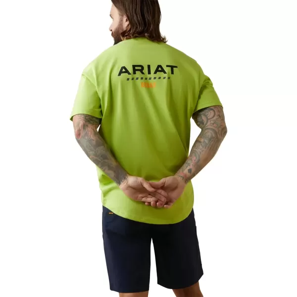 imageARIAT Mens Rebar Cotton Strong Logo TShirtLimeBlack