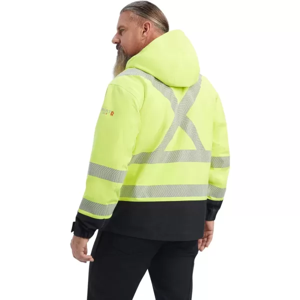 imageAriat Mens FR HiVis Hooded Waterproof JacketHivis Yellow