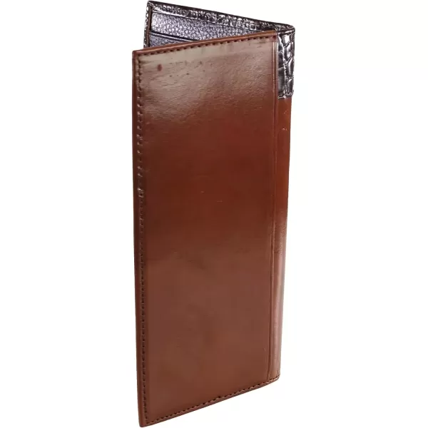 imageAriat Mens Leather Rodeo Wallet  Oak Embossed with Alligator Print Top ampamp Brand ConchoTAN