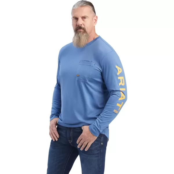imageAriat Mens Rebar Workman LogoNavy Heather Rebar Orange