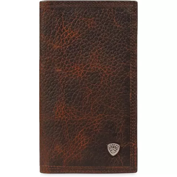 imageAriat Mens Rodeo Wallet in Dark Copper Oil Tan Leather with Brand Concho ID and Card SlotsDark Copper