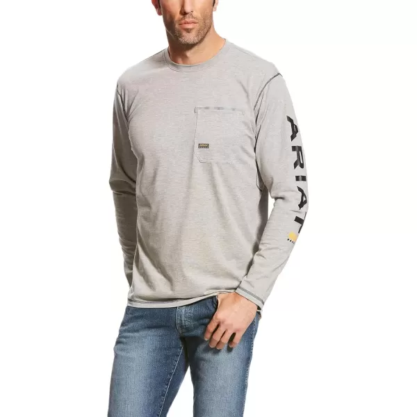 imageAriat Mens Rebar Logo Long Sleeve CrewWork Utility Tee Shirt heather gray XLarge R