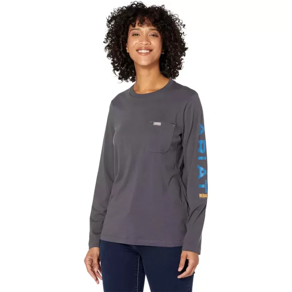 imageAriat Mens Rebar Workman TShirtPeriscope GreyMykonos Blue