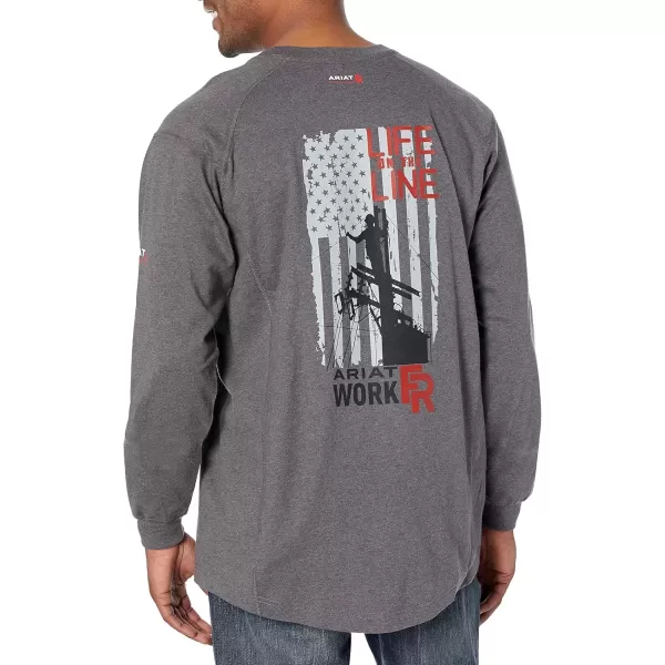 imageARIAT Mens Fr Air Life on the Line Graphic TopCharcoal Heather
